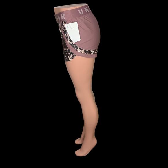 Under Armour Loose Running Shorts Size XS Dusty Pink and Black Abstract Print - Picture 6 of 12